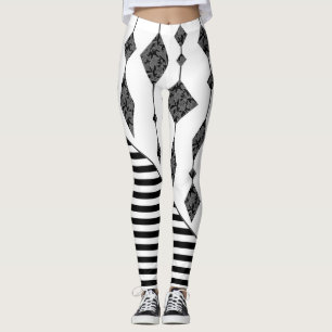 Schwarzweiß, abstrakt, geometrisch, einfach, Scan Leggings