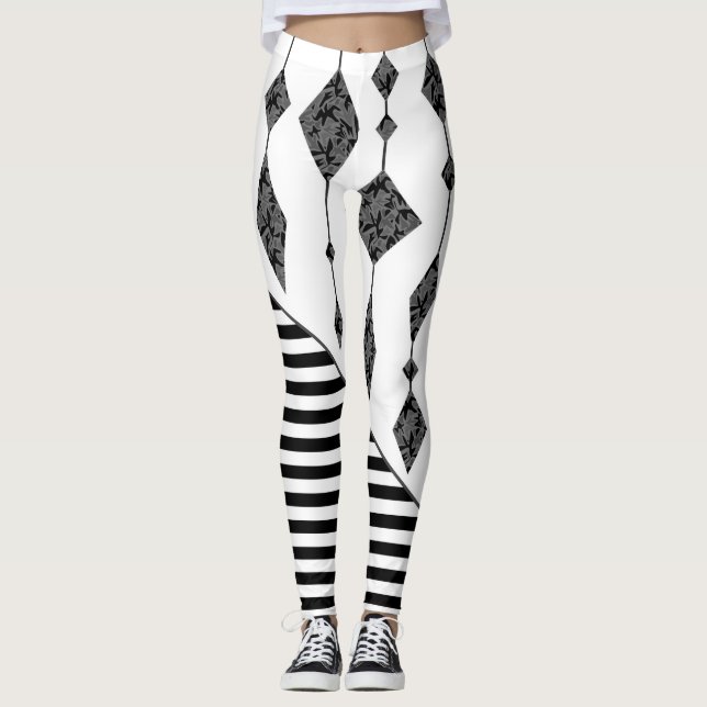 Schwarzweiß, abstrakt, geometrisch, einfach, Scan Leggings (Vorderseite)