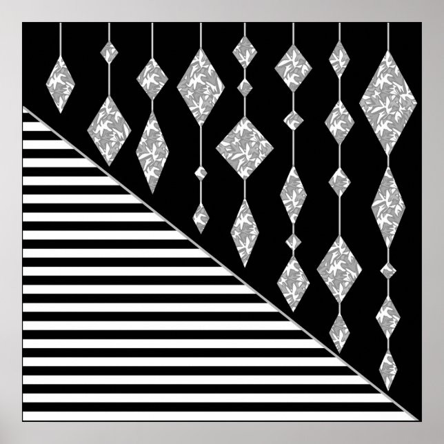 Schwarzweiß, abstrakt, geometrisch, einfach, Scan Poster (Vorne)