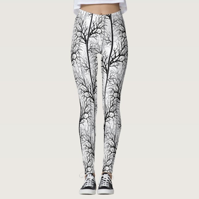 Schwarzweiß abstrakt leggings (Vorderseite)