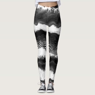 Schwarzweiß Abstrakt Moderne Illusion Kunst Leggings