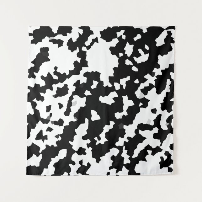 Schwarzweiß-Abstraktes Camouflage-Muster Wandteppich (Vorderseite)