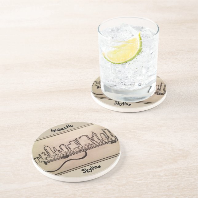 Schwarzweiss-"akustischer Skyline-" Untersetzer (Seite)