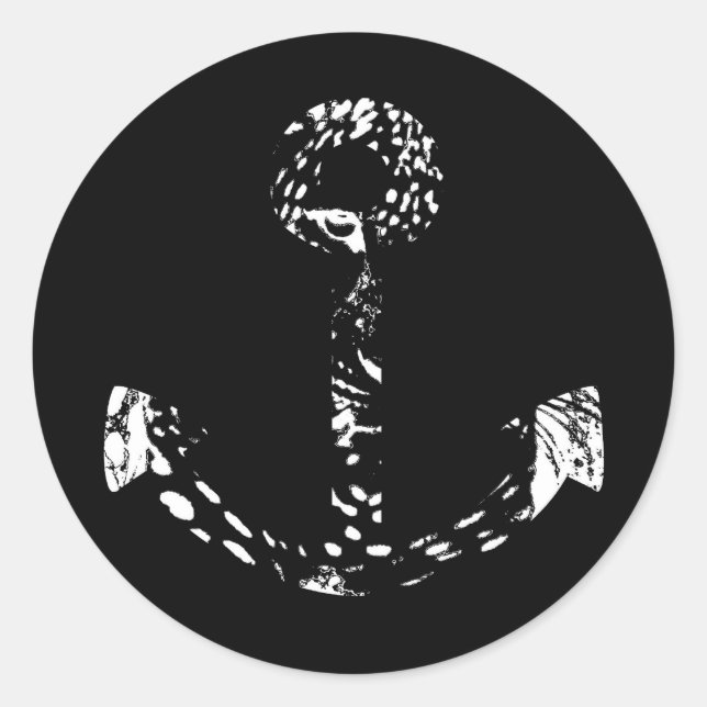 Schwarzweiß - Ankerfisch Kunst, Kultur und Kunst Runder Aufkleber (Vorderseite)