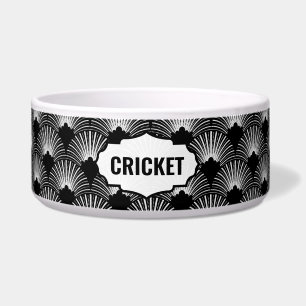 Schwarzweiß Art Deco Muster Monogram Napf