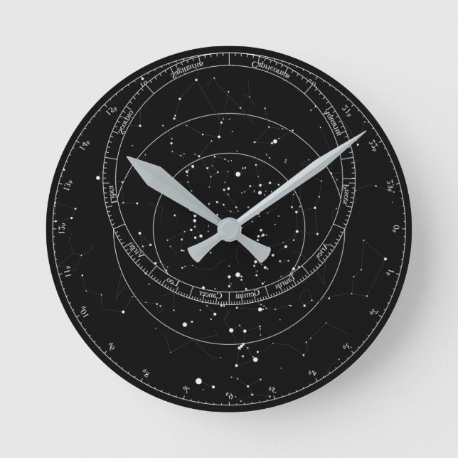 Schwarzweiß-Astrolabialuhr Runde Wanduhr (Vorderseite)