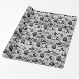 Schwarzweiss-Atommuster-Packpapier Geschenkpapier