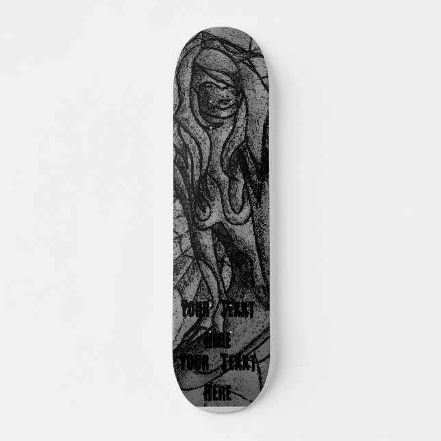 Schwarzweiss-aufwerfendame der abstrakten Kunst Skateboard (Vorne)