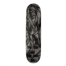 Schwarzweiss-aufwerfendame der abstrakten Kunst Skateboard