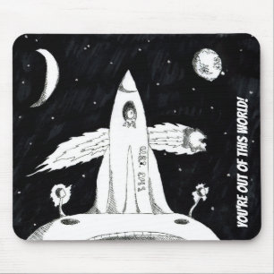Schwarzweiss aus diesem Weltraumschiff heraus Mousepad
