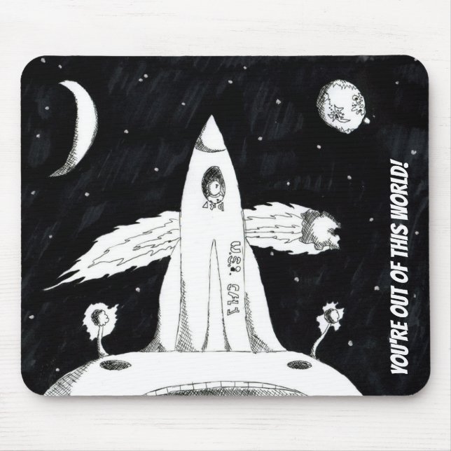 Schwarzweiss aus diesem Weltraumschiff heraus Mousepad (Vorne)