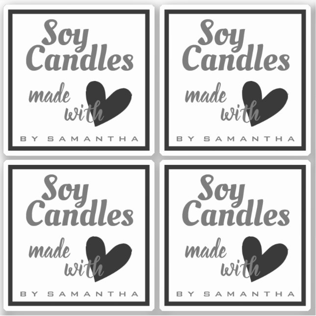 Schwarzweiß aus Liebe Herzsoy Kerzen Aufkleber (Vorderseite)