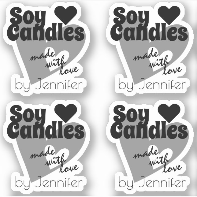 Schwarzweiß aus Liebe Herzsoy Kerzen Aufkleber (Vorderseite)