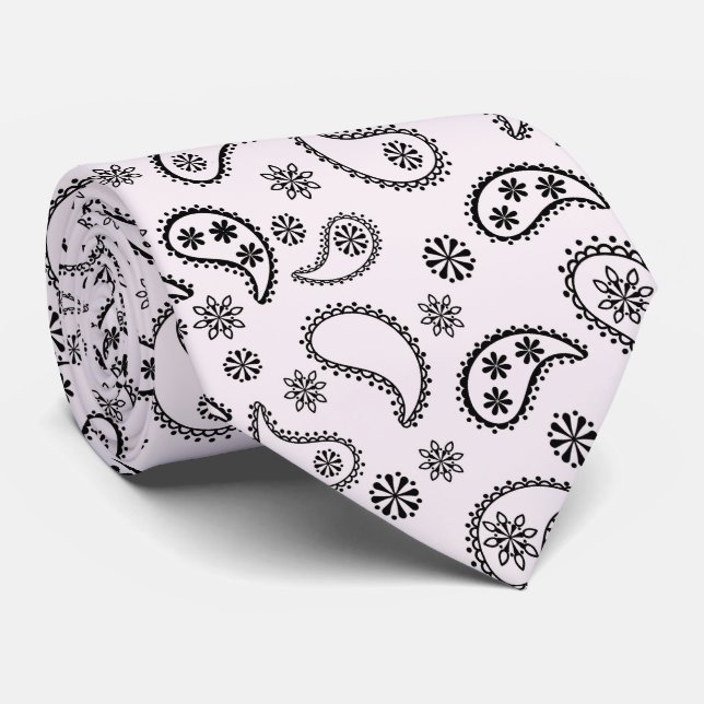 Schwarzweiß Bandana Print Necktie Krawatte (Gerollt)