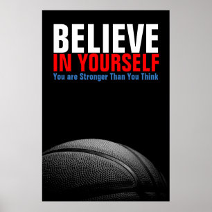 Schwarzweiß Basketball glauben an sich Poster