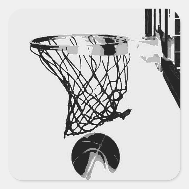 Schwarzweiß Basketball Pop Sticker (Vorderseite)