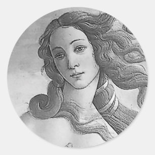 Schwarzweiss - Birh von Venus, Göttin Runder Aufkleber
