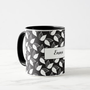 Schwarzweiss-Blätter personalisiert Tasse