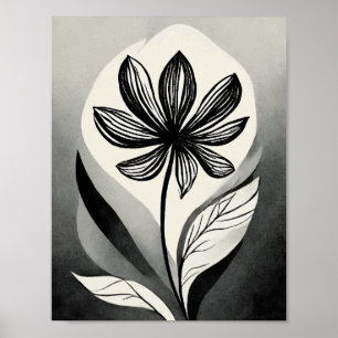 Schwarzweiß-Blume-Farbton Poster
