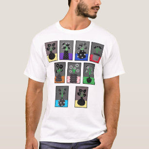 Schwarzweiß-Blume in schwarzen Vasen T-Shirt