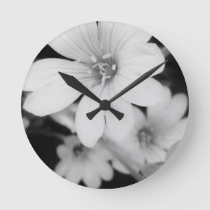 Schwarzweiss-Blume Runde Wanduhr