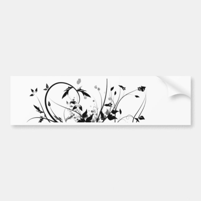 Schwarzweiss-Blumen Autoaufkleber (Vorne)