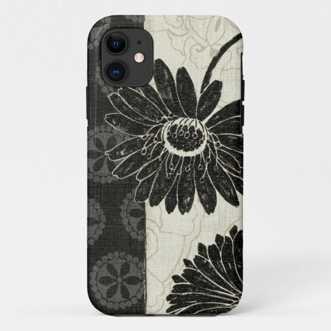 Schwarzweiss-Blumen Case-Mate iPhone Hülle (Rückseite)
