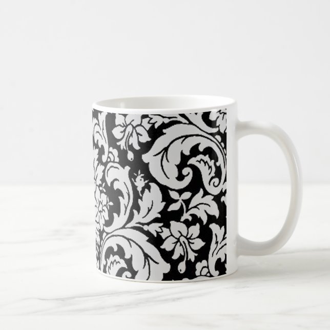Schwarzweiss-Blumen Kaffeetasse (Rechts)