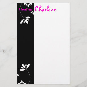 Schwarzweiss-Blumen-Notizblock Briefpapier