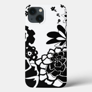 Schwarzweiss-Blumengarten-Grafik-Muster Case-Mate iPhone Hülle