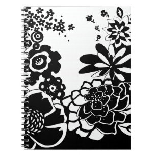 Schwarzweiss-Blumengarten-Grafik-Muster Notizblock