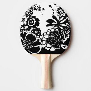 Schwarzweiss-Blumengarten-Grafik-Muster Tischtennis Schläger