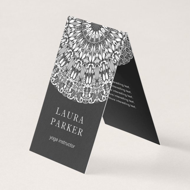 Schwarzweiss-BlumenMandala Visitenkarten (Vorderseite)