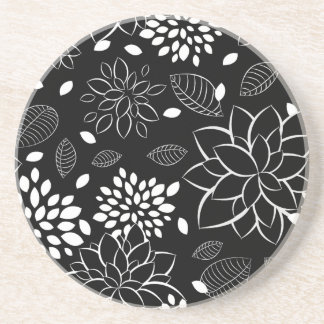 Schwarzweiss-Blumenmuster Getränkeuntersetzer