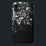 Schwarzweiss-BlumenWirbel Case-Mate iPhone Hülle<br><div class="desc">Schwarzweiss-BlumenWirbel iphone Kasten</div>