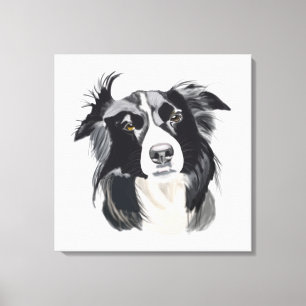 Schwarzweiss-Border-Collie-neuer Entwurf Leinwanddruck