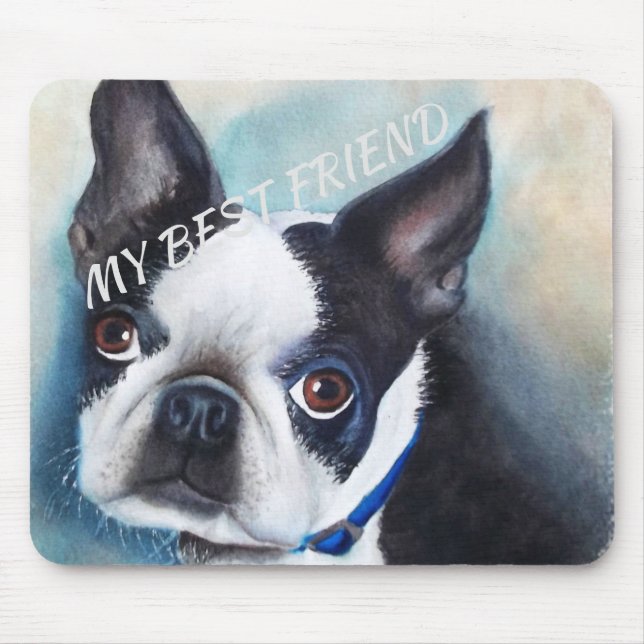 SCHWARZWEISS-BOSTON TERRIER MOUSEPAD (Vorne)