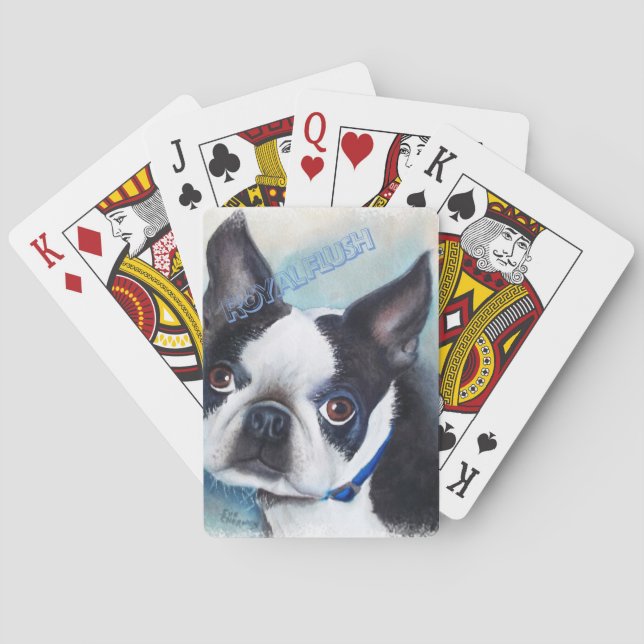 SCHWARZWEISS-BOSTON TERRIER SPIELKARTEN (Rückseite)