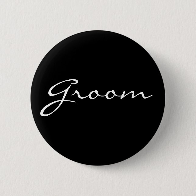Schwarzweiss-Bräutigam-Knopf Button (Vorderseite)