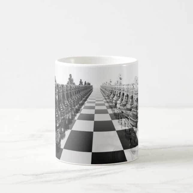 Schwarzweiss-Brett des Schach-3D Tasse (Mittel)