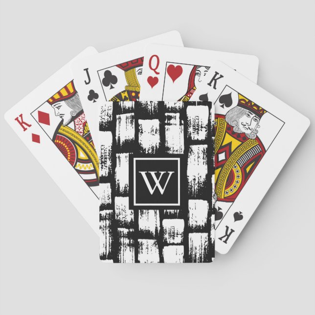 Schwarzweiß-Brush Abstrakt Spielkarten (Rückseite)