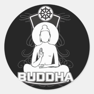 Schwarzweiss-Buddha Runder Aufkleber