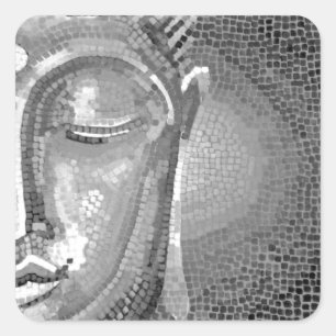 Schwarzweiss-Buddha stellen gegenüber Quadratischer Aufkleber