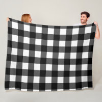 Schwarzweiss-Büffel-Karo-Fleece-Decke