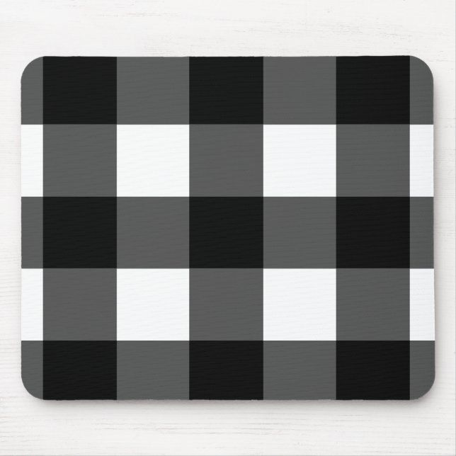Schwarzweiss-Büffel-Karo-Mausunterlage Mousepad (Vorne)