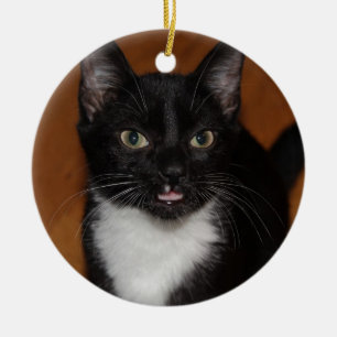 SCHWARZWEISS-CAT KERAMIK ORNAMENT