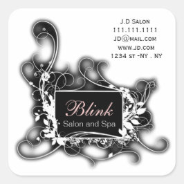 Schwarzweiß-Chic-Aufkleber für Unternehmen Quadratischer Aufkleber