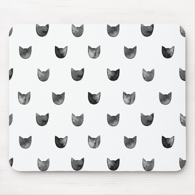 Schwarzweiss-Chic-niedliches Katzen-Muster Mousepad (Vorne)