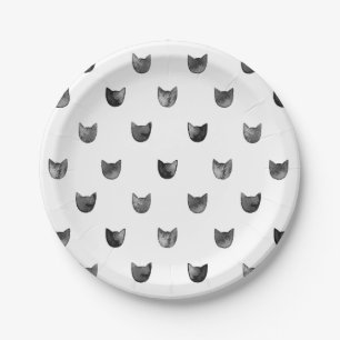 Schwarzweiss-Chic-niedliches Katzen-Muster Pappteller