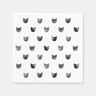 Schwarzweiss-Chic-niedliches Katzen-Muster Serviette